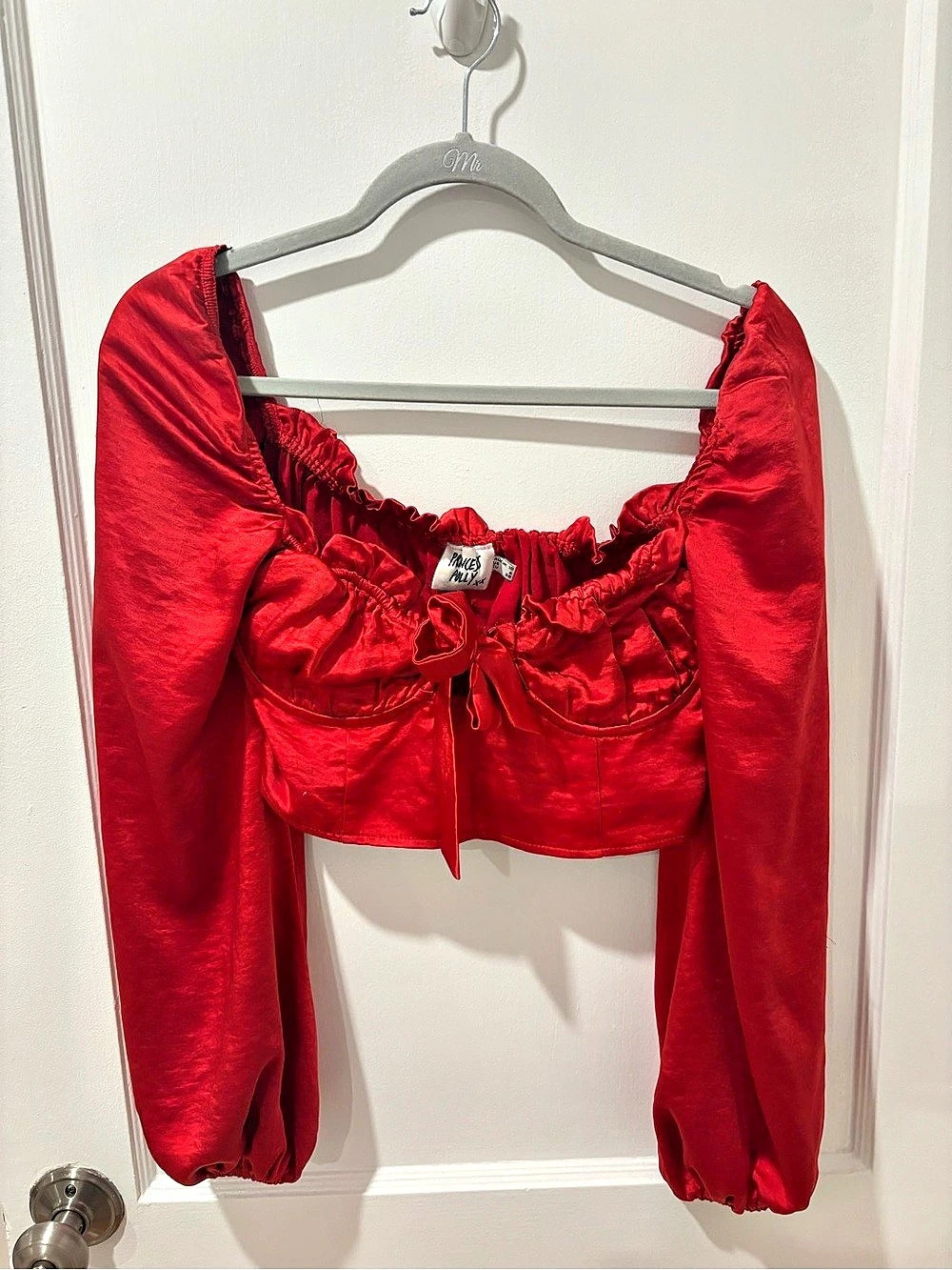 Princess Polly Red Cropped Long Sleeve Top
